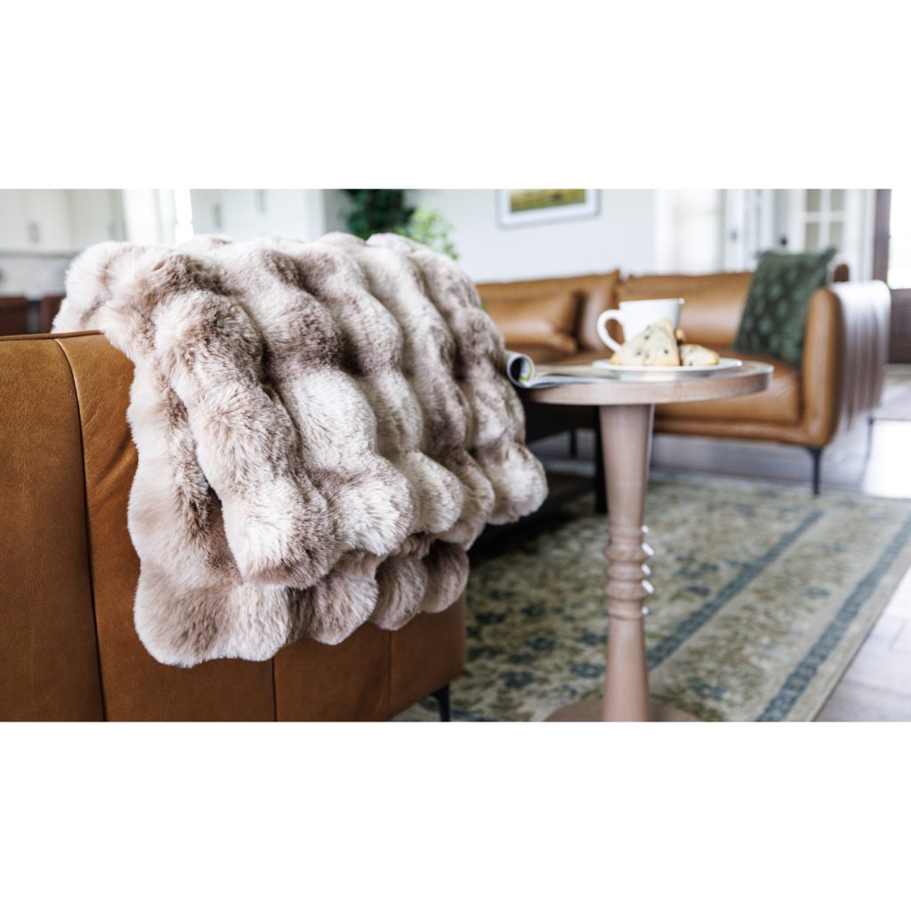 Ruched Faux Fur Recycled Polyester Blanket